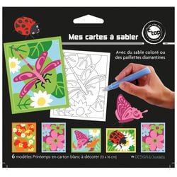 MégaCréa DIY - Cartes sable ou paillette Printemps x 6 pièces Activités manuelles Enfant