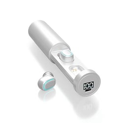 Ecouteurs Bluetooth 5.0 TWS Waterproof Avec Affichage Digital Et Boîte De Charge Blanc YONIS
