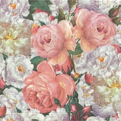 Lot de 4 serviettes en papier découpage collage 33 cm BRASSEE DE ROSES F 601