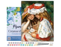 Peinture par Numéro Figured'Art avec Cadre - Jeunes Filles Lisant - Renoir - Kit de Loisir Créatif Numéro d'Art - 40x50cm toile tendue sur châssis