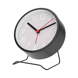 Nedis Réveil Analogique Design Rond avec Pied en Métal et Fonction Snooze Noir