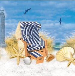 Lot de 4 serviettes en papier découpage collage 33 cm BORD DE MER TRANSAT