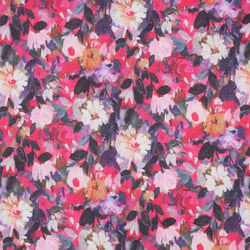 Tissu Voile de Coton fleurs Rosaéa sur fond Multicolore - Au mètre