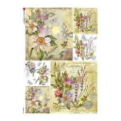 1 feuille de papier de riz 22.5 x 32 cm découpage collage Paper Designs CARTE POSTALE DE FLEURS 0224