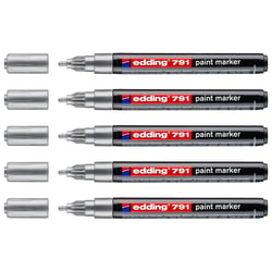 Lot de 5 marqueurs peinture - EDDING - Pointe ronde 1-2 mm - Argent