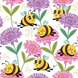 4 serviettes en papier découpage collage 33 cm ABEILLE FLEUR ROSE MAUVE FLSS 207