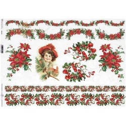 1 feuille de papier de riz 29,7 x 42 cm Itd Collection NOEL 447L