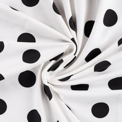 Tissu Sweat léger envers gratté pois Noir sur fond Blanc