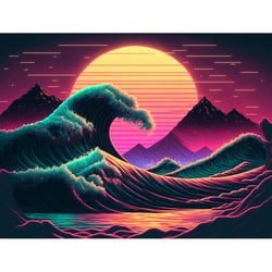 MégaCréa DIY - Peinture au numéro Vagues 30 x 40 cm