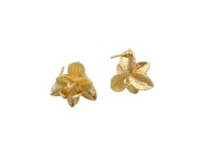 Paire clous d'oreilles fleur avec 1 boucle - 15*13.5mm plaqué Or 18K