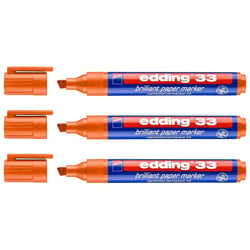 Lot de 3 marqueurs permanents pointe biseau 1-5 mm - EDDING - Orange
