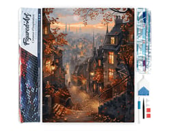 Diamond Painting Broderie Diamant Figured’Art 40x50cm toile entière roulée avec diamants carrés - Rue d'Automne et vieille Ville