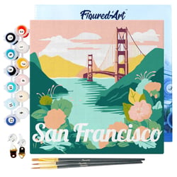Mini Peinture par Numéro Figured'Art 20x20cm avec cadre San Francisco - Petit Format