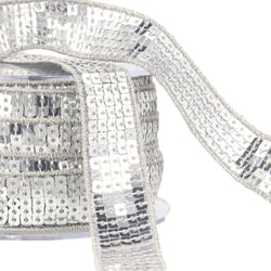 Galon paillettes argent foncé au mètre