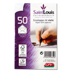 Enveloppes - Blanche - 90x140mm - Pour cartes de visite - Paquet de 50 - GPV
