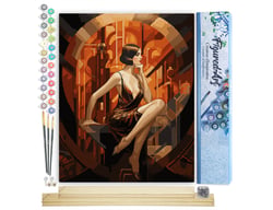 Peinture par Numéro Figured'Art - Femme assise Art Déco - Kit de Loisir Créatif DIY Numéro d'Art Complet - 40x50cm toile roulée + châssis en bois à monter