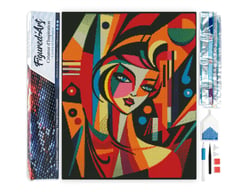 Diamond Painting Broderie Diamant Figured’Art 40x50cm toile entière roulée avec diamants carrés - Femme abstraite style Picasso