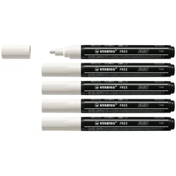 Lot de 5 marqueurs acryliques pointe moyenne - STABILO FREE T300 - Blanc