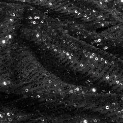 Tissu Mousseline Sequins extensible Elina uni Noir