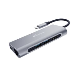 MediaRange Hub 7-en-1 Pour Ordinateur ( HDMI / USB3.0 / RJ45 / SD / MicroSD ) Gris