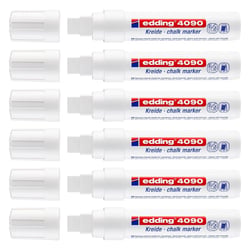 Lot de 6 marqueurs craie liquide pointe large - EDDING - Blanc - 4090