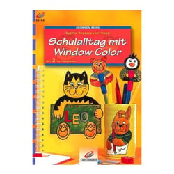 Livre window color - la vie scolaire des animaux : chat - ours - lapin - motif peinture pour fenetre