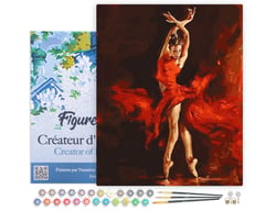 Peinture par Numéro Figured'Art avec Cadre - Danseuse Rouge Magique - Kit de Loisir Créatif DIY Numéro d'Art - 40x50cm toile tendue sur châssis
