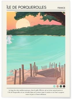 Affiche Île de Porquerolles Vintage | A3 : 29,7x42cm