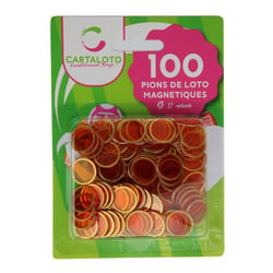 100 pions de loto magnetiques orange - jetons marquage - accessoire bingo - cartaloto