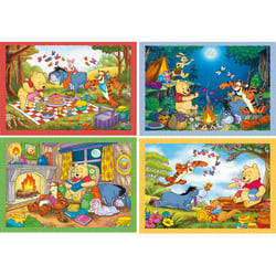 4 puzzles progressifs winnie l'ourson : dans la foret - au coin du feu 12 - 16 - 20 - 24 pieces - clementoni 21514