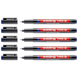 Lot de 5 marqueurs permanents - EDDING - Pointe super fine 0,3 mm - Bleu
