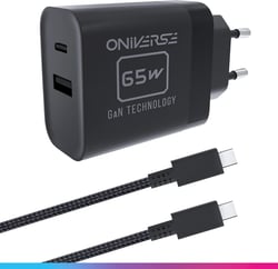 Adaptateur AC 65W - Oniverse - Double port USB-C & USB-A, Chargeur 240V Switch 2, Switch, OLED, Lite