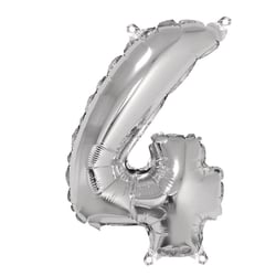 Ballon Chiffre 4, 40cm, 1pce. , argent