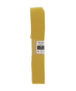 Biais de jersey en coton uni 1,5m x 20mm - Passion Rubans Jaune Moutarde