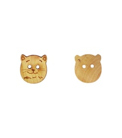 Bouton bois enfants chat 18mm