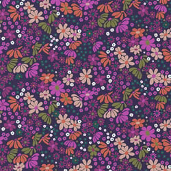 Tissu Coton imprimé Arty Maria fleuris sur fond Violet