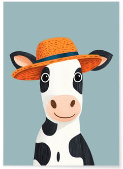 Affiche Vache au chapeau | A3 : 29,7x42cm