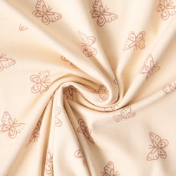 Tissu Jersey Coton imprimé Iris papillons Terracota sur fond Beige