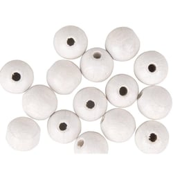 Boules bois percées mat ø 10mm - blanc