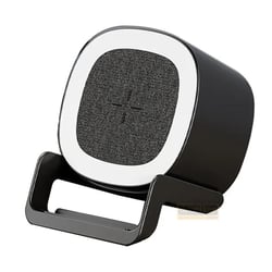 Mini Enceinte Bluetooth 4 En 1 15W Avec Chargeur Sans Fil Lumière D'ambiance Noir YONIS