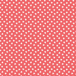 Tissu Coton imprimé Coeurs blancs sur fond Rouge
