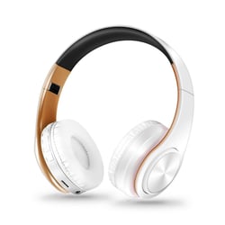 Casque Audio Bluetooth Sans Fil HIFI Stéréo Sport Blanc Bleu Polyvalent Blanc + Or YONIS