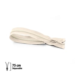 Fermeture éclair Z54 - moulée 6mm Séparable - 75 cm