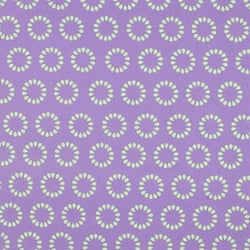 Tissu Polycoton  Rosace Pop vert fluo sur fond Violet - Au mètre