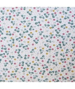 Tissu coton Bio petites feuilles de 150 cm de largeur Blanc vendu par 50 cm
