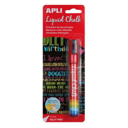 Apli 13957 - Marqueur craie liquide effaçable pointe ronde écriture rouge diàmètre 5.5mm