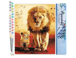 Peinture par Numéro Figured'Art - Lion et son Petit - Kit de Loisir Créatif DIY Numéro d'Art Complet - 40x50cm sans châssis en bois
