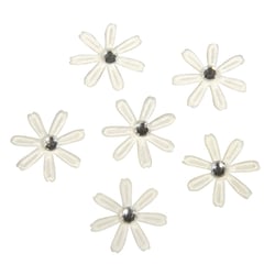 Fleurs en satin av. strass, 1,8cm ø, ivoire, 60 pces
