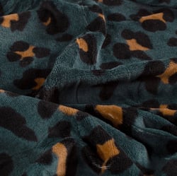 Tissu Velours tout doux Tess motif léopard sur fond Vert canard