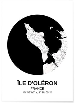 Affiche Carte Île d'Oléron | A3 : 29,7x42cm